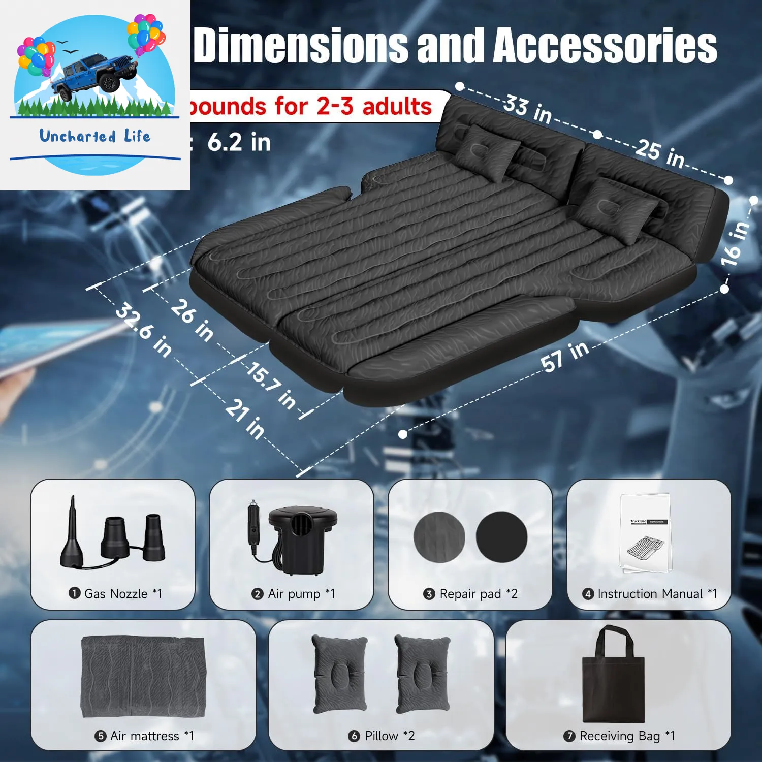 Inflatable SUV Air Mattress – Portable Car Camping Bed with Pump