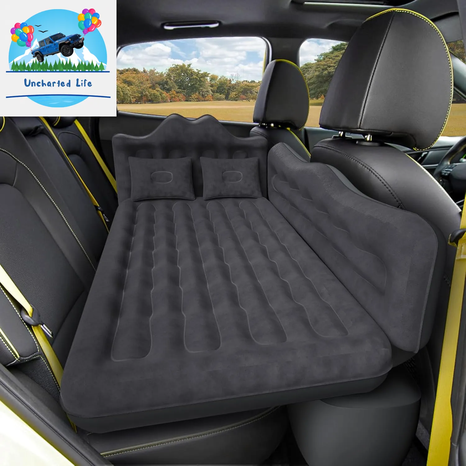 Inflatable SUV Air Mattress – Portable Car Camping Bed with Pump