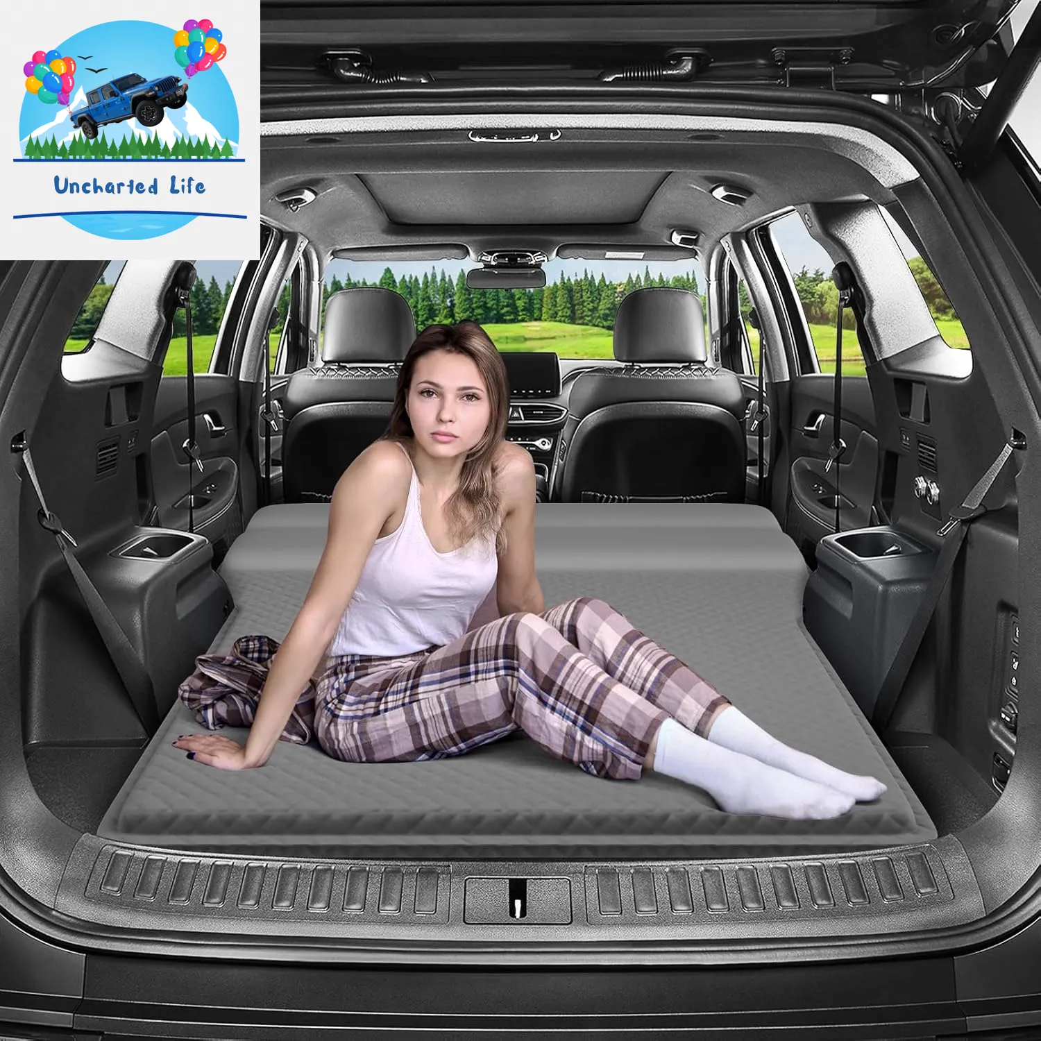 Inflatable SUV Air Mattress – Portable Car Camping Bed with Pump