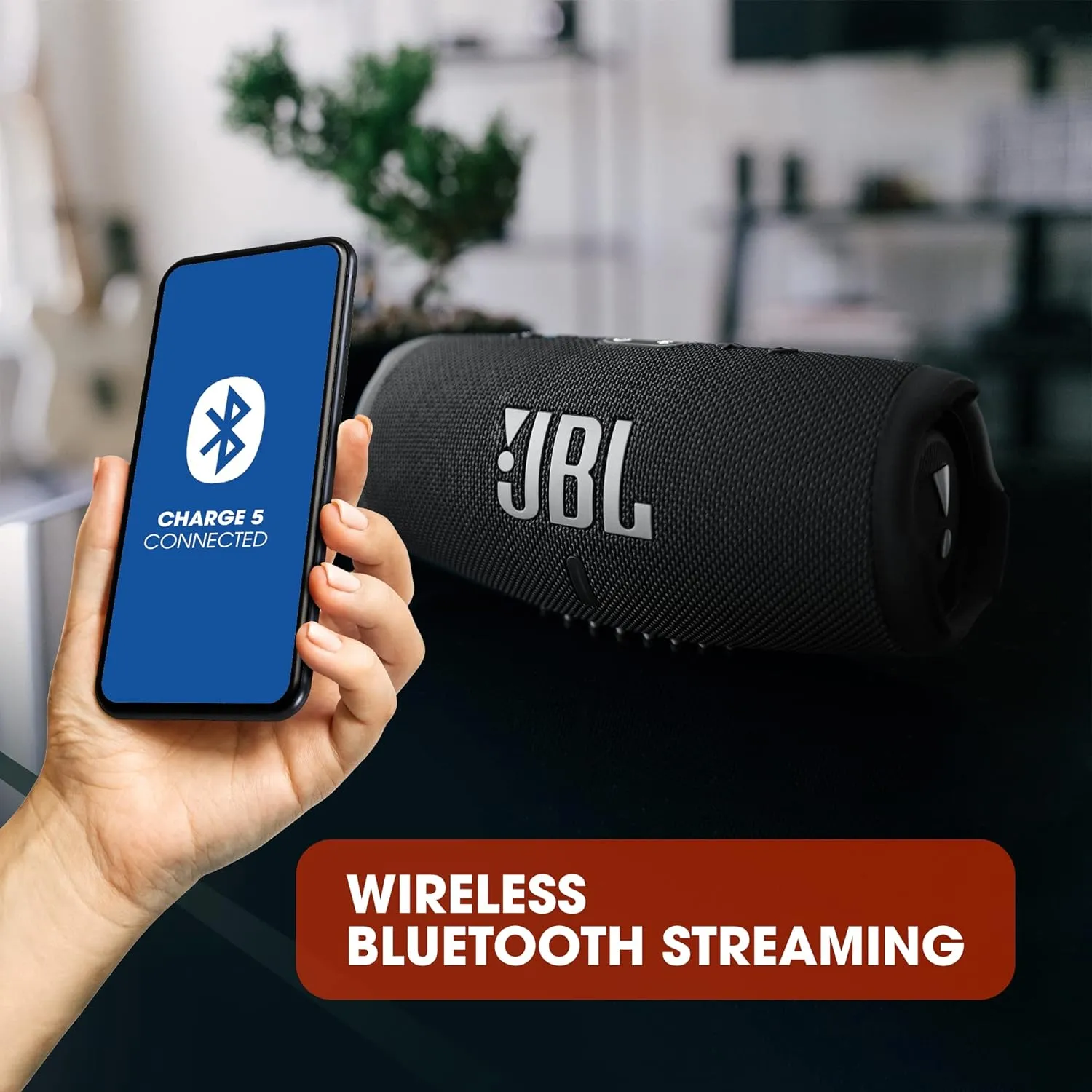JBL Charge 5 Portable Bluetooth Speaker – Deep Bass, IP67 Waterproof & Dustproof, 20 Hours Playtime, Built-In Powerbank, Black