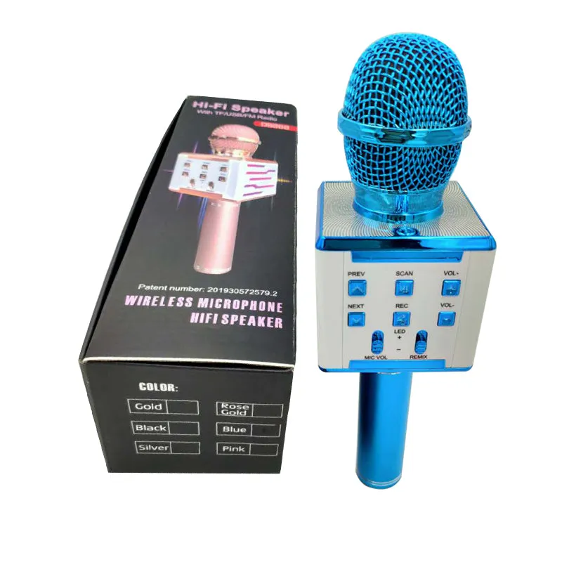 Karaoke Wireless Microphone With Controllable Led Lights and Support Tf Card