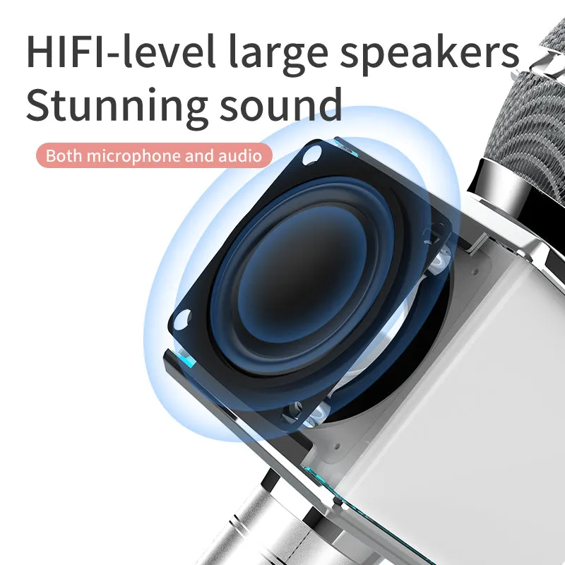 Karaoke Wireless Microphone With Controllable Led Lights and Support Tf Card