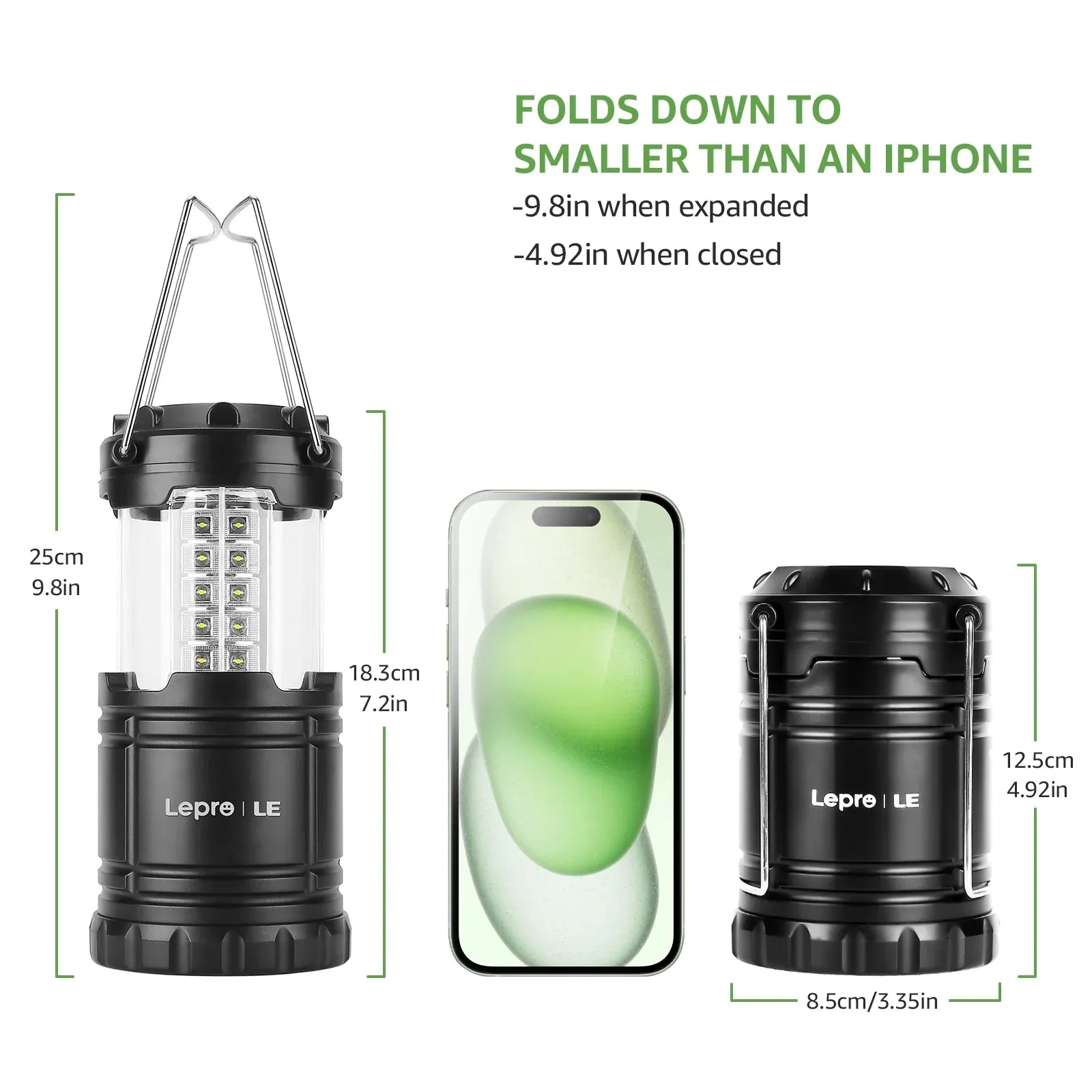 Lepro 3300007-2 2 Pk LED Collapsible Camping Lantern Lights