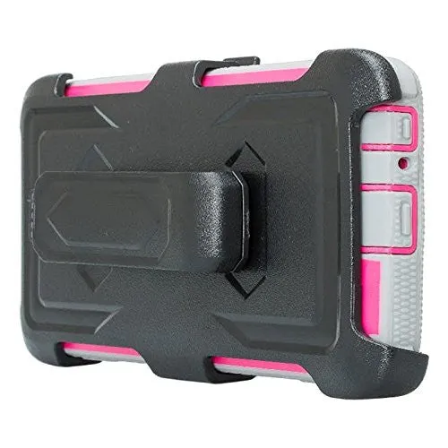 LG Aristo Case, K4 2017, K8 2017, Risio 2, Phoenix 3, Fortune, Triple Protection 3-1 w/ Built in Screen Protector Heavy Duty Holster Shell Combo Case - Hot Pink