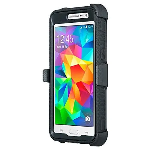 LG K10 Case | LG Premier LTE, Triple Protection 3-1 [Built in Screen Protector] Heavy Duty Holster Shell Combo Case for LG K10 - Black