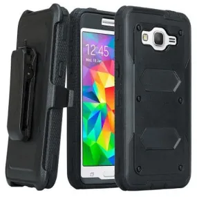 LG K10 Case | LG Premier LTE, Triple Protection 3-1 [Built in Screen Protector] Heavy Duty Holster Shell Combo Case for LG K10 - Black