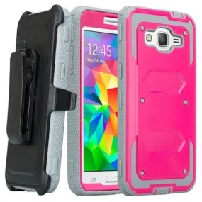 LG K10 Case | LG Premier LTE, Triple Protection 3-1 [Built in Screen Protector] Heavy Duty Holster Shell Combo Case for LG K10 - Hot Pink