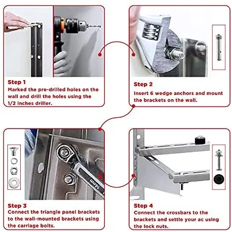 Mini Split AC Condenser Wall Mount Bracket -Max Support 600 Lbs