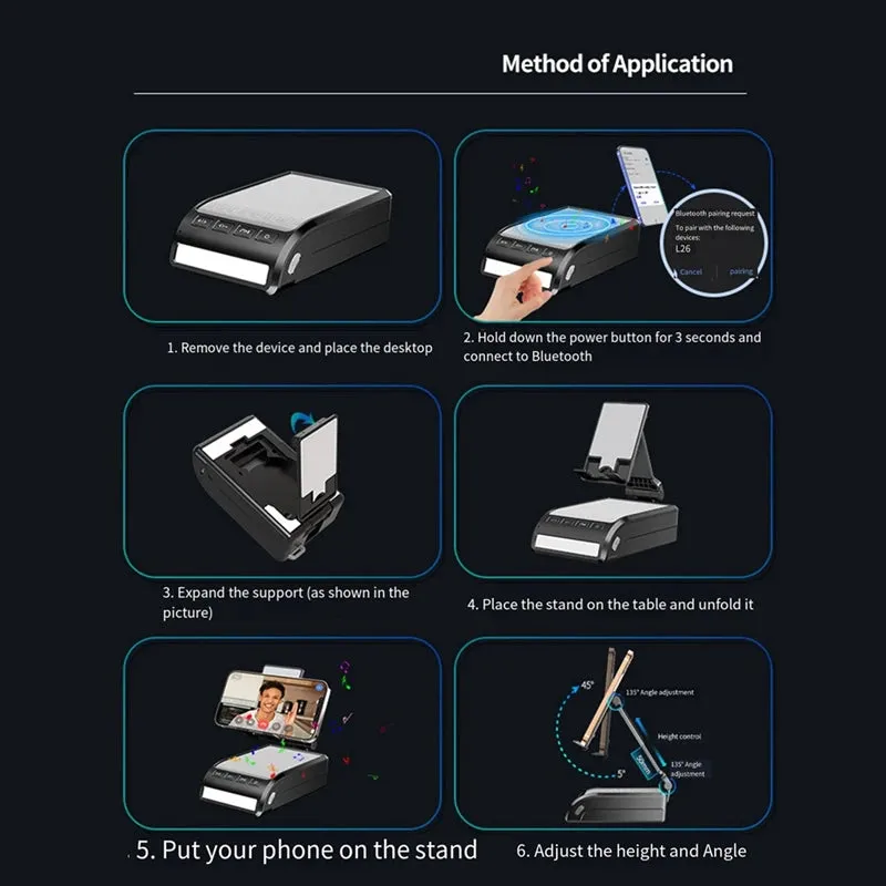 Mobile Phone Holder With Bluetooth Speaker Led Light