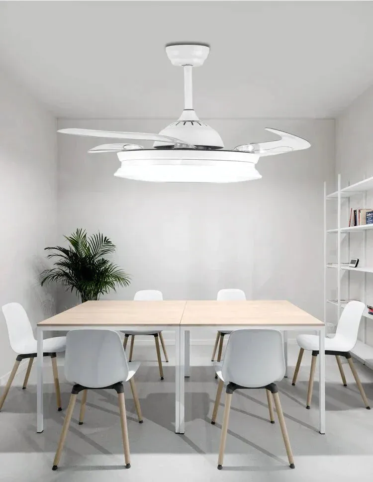 Modern LED Pendant Fan Light Remote Control Bedroom Living Room Dining Room Pendant Light Bluetooth Speaker APP