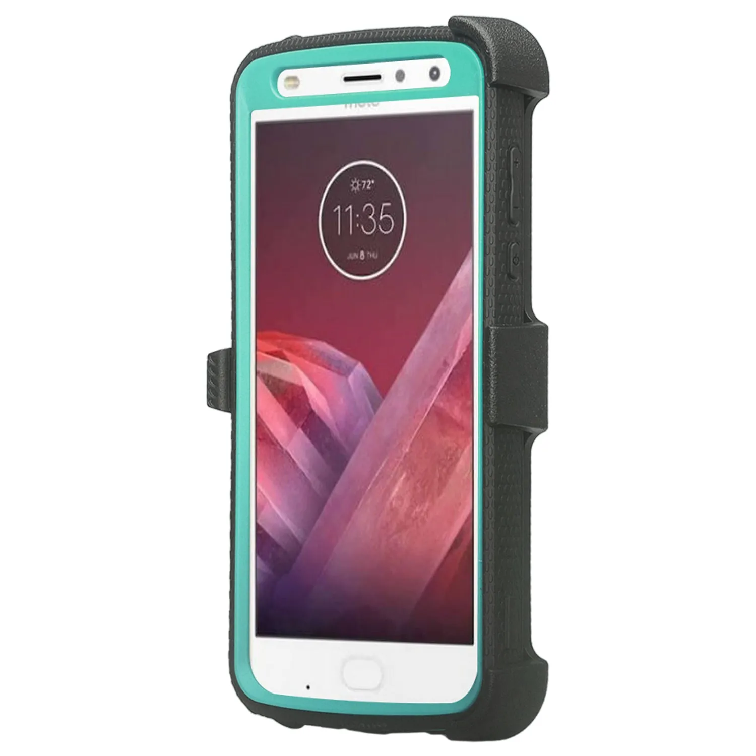 Motorola Moto Z2 Play Case,  Triple Protection 3-1 w/ Built in Screen Protector Heavy Duty Holster Shell Combo Case - Teal