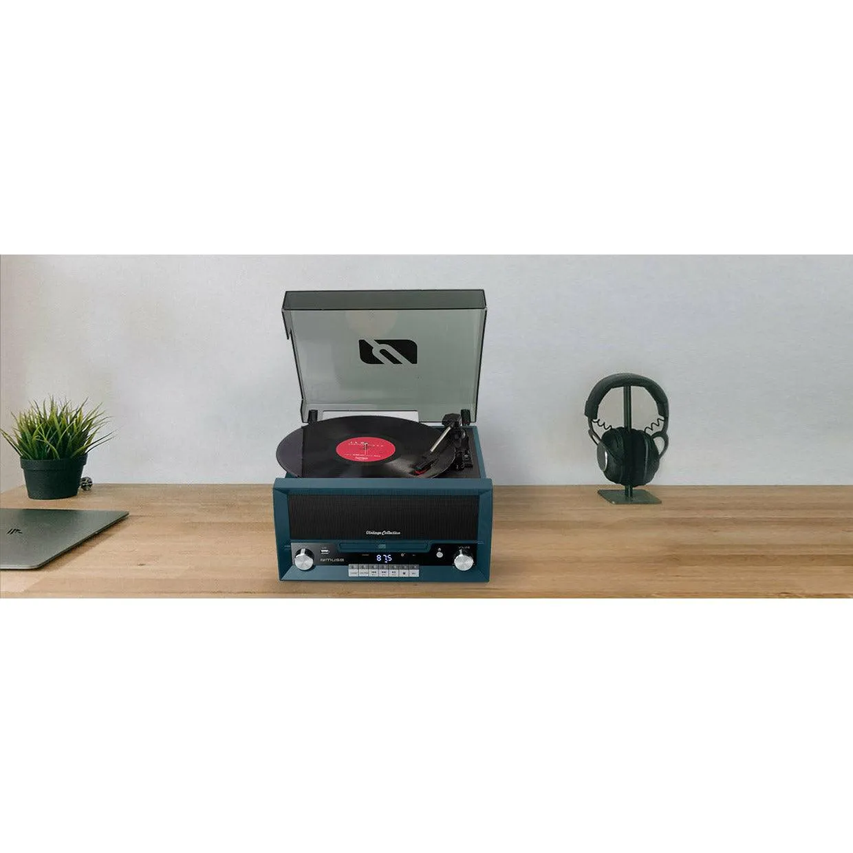 Muse 20W Turntable Micro System with CD Player - Blue | MT-112NB