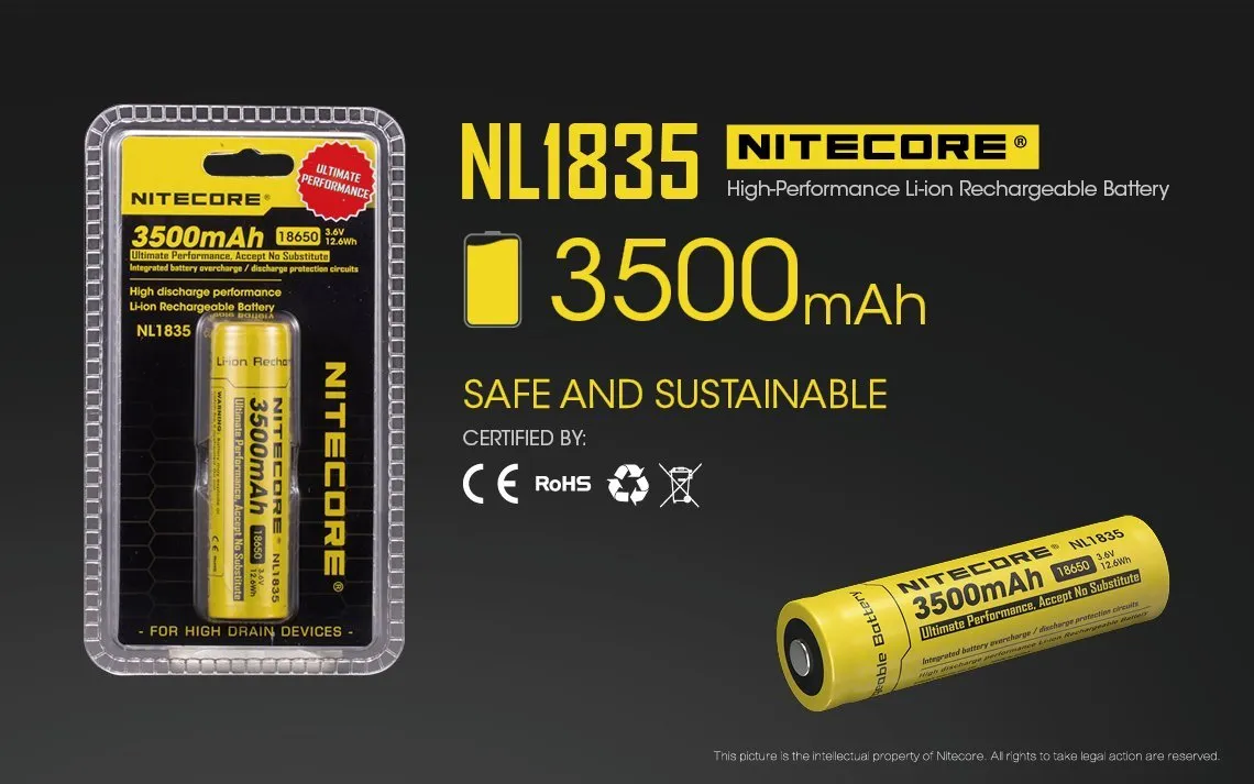 Nitecore 18650 NL1835 3500 mah Rechargeable Battery Li-ion Protected