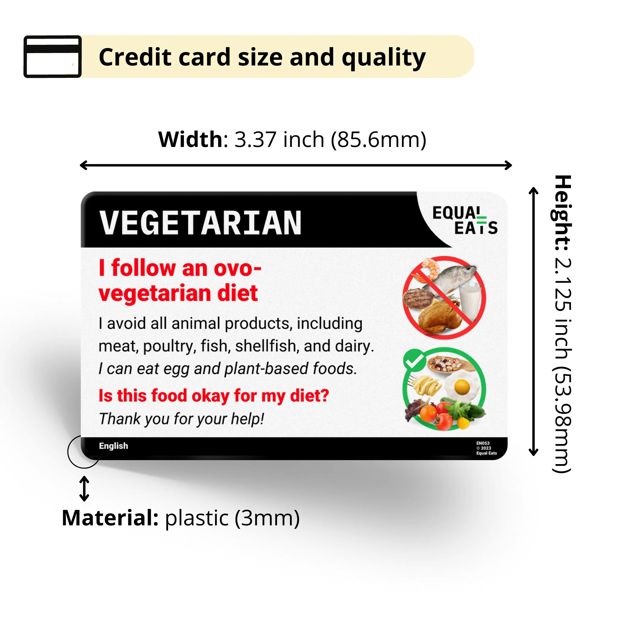 Ovo Vegetarian Card in English (Printable)