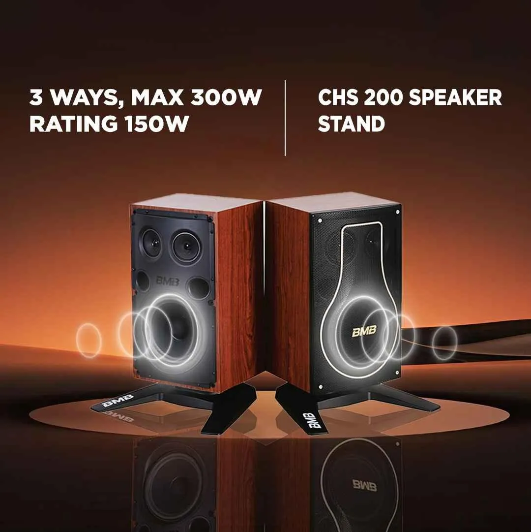 PERSANG BMB 150 150W RMS Dynamic Stereo Speakers with 1 Dynamic Mic, Paper Cone 20CM Wooden Woofers, 3 Equalizer Bands, 8 ohms, Multi-Connectivity Home Theater Compatible with LED/LCD TVs