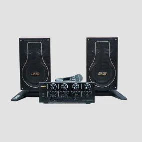 PERSANG BMB 150 150W RMS Dynamic Stereo Speakers with 1 Dynamic Mic, Paper Cone 20CM Wooden Woofers, 3 Equalizer Bands, 8 ohms, Multi-Connectivity Home Theater Compatible with LED/LCD TVs