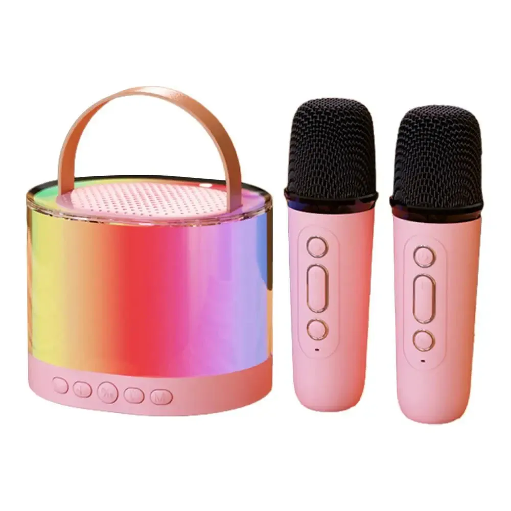 Portable Karaoke Machine Small Wireless Microphone Speaker Karaoke System Stereo Kids Karaoke Speaker Karaoke Equipment With LED