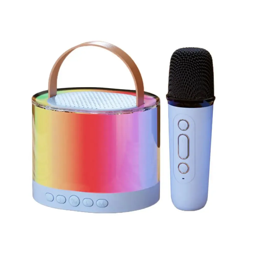 Portable Karaoke Machine Small Wireless Microphone Speaker Karaoke System Stereo Kids Karaoke Speaker Karaoke Equipment With LED