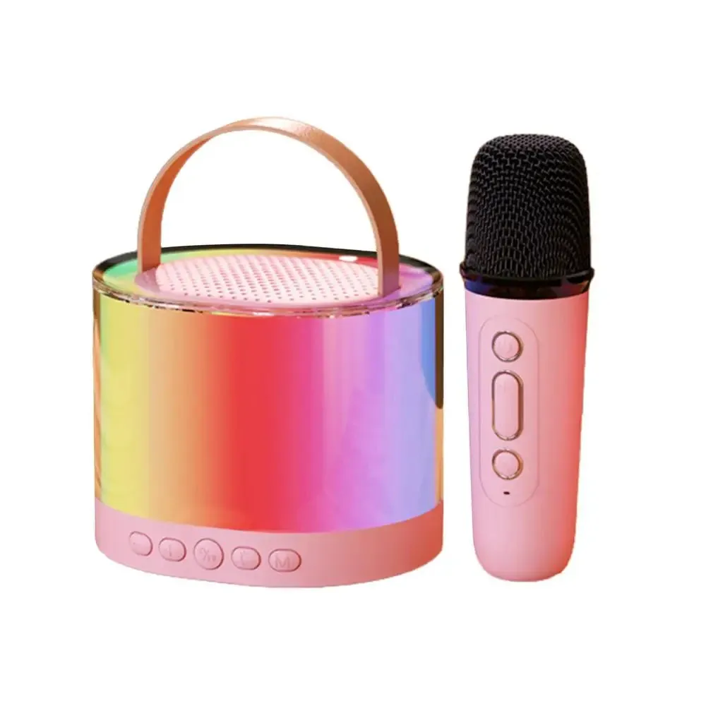 Portable Karaoke Machine Small Wireless Microphone Speaker Karaoke System Stereo Kids Karaoke Speaker Karaoke Equipment With LED