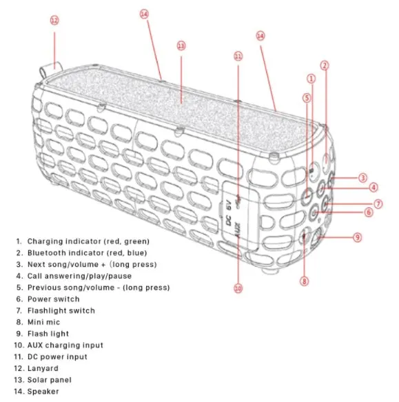 Portable Solar Bluetooth Speaker