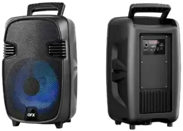 QFX 8” BLUETOOTH RECHARGEABLE SPEAKER WITH LED PARTY LIGHTS