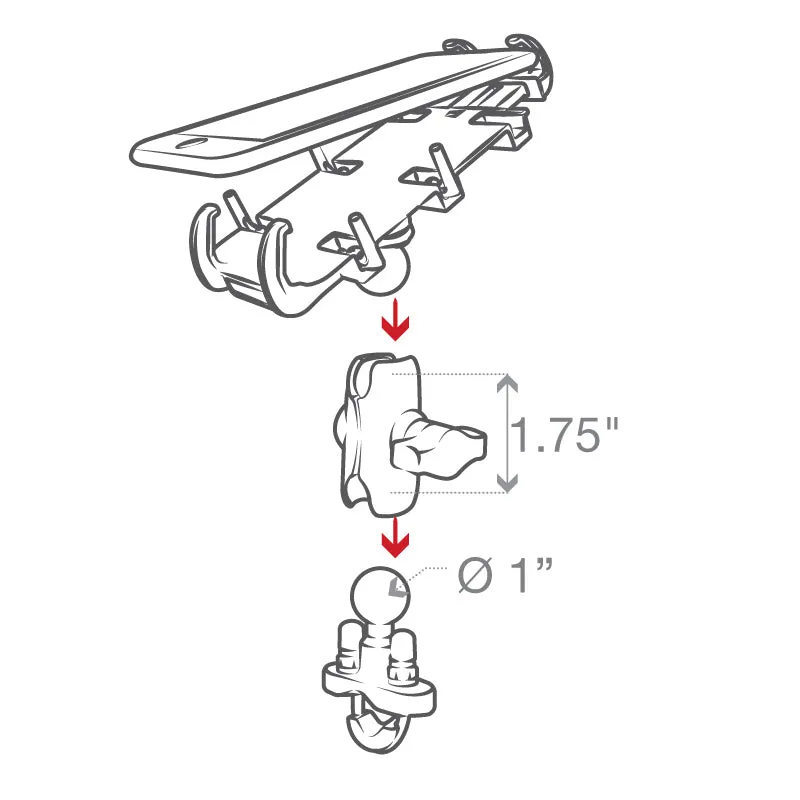 RAM® Quick-Grip™ Phone Mount with Handlebar U-Bolt Base - Short