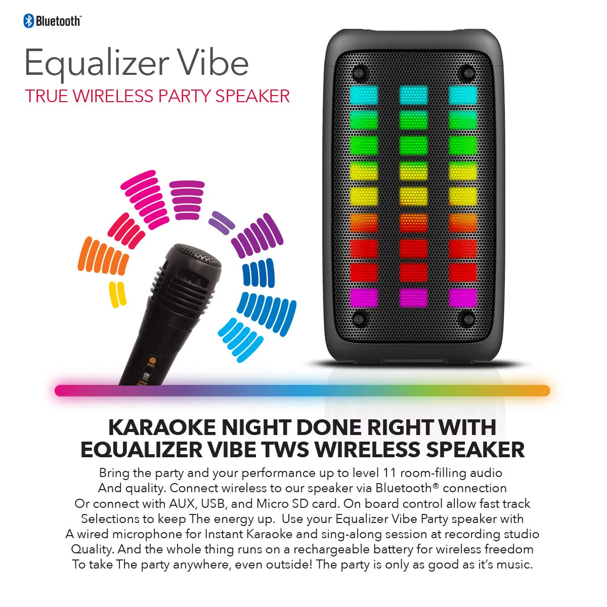 RCA Disco 203 RGB Wireless Party Speaker with Dual 3" Woofers & LED Lights