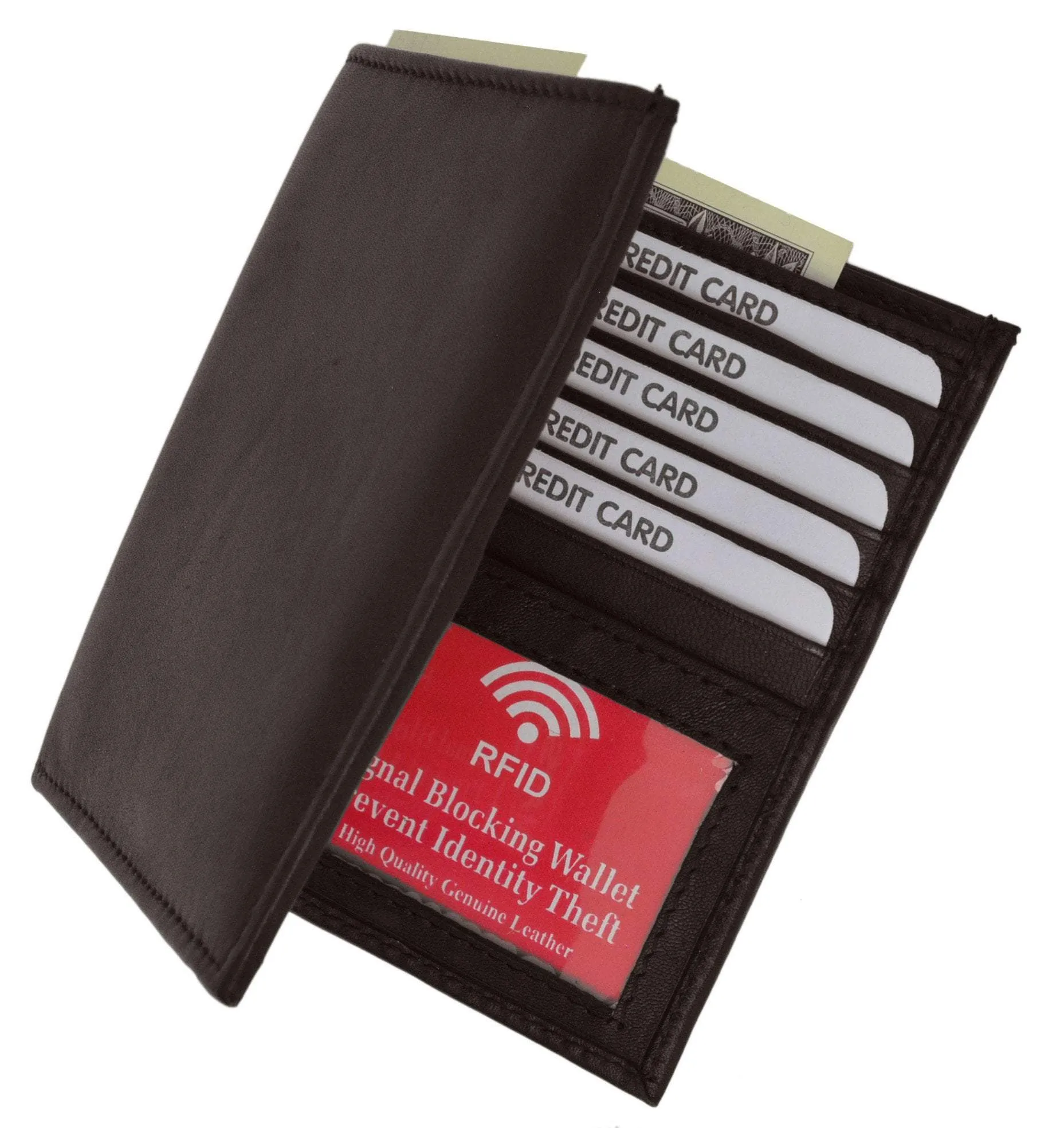 RFID Blocking Bifold Hipster Credit Card Wallet Premium Lambskin Leather RFID P 1502 (C)