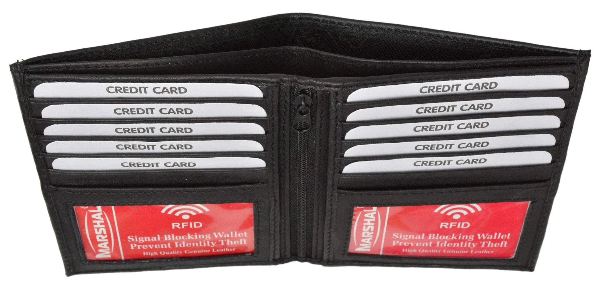 RFID Blocking Bifold Hipster Credit Card Wallet Premium Lambskin Leather RFID P 1502 (C)
