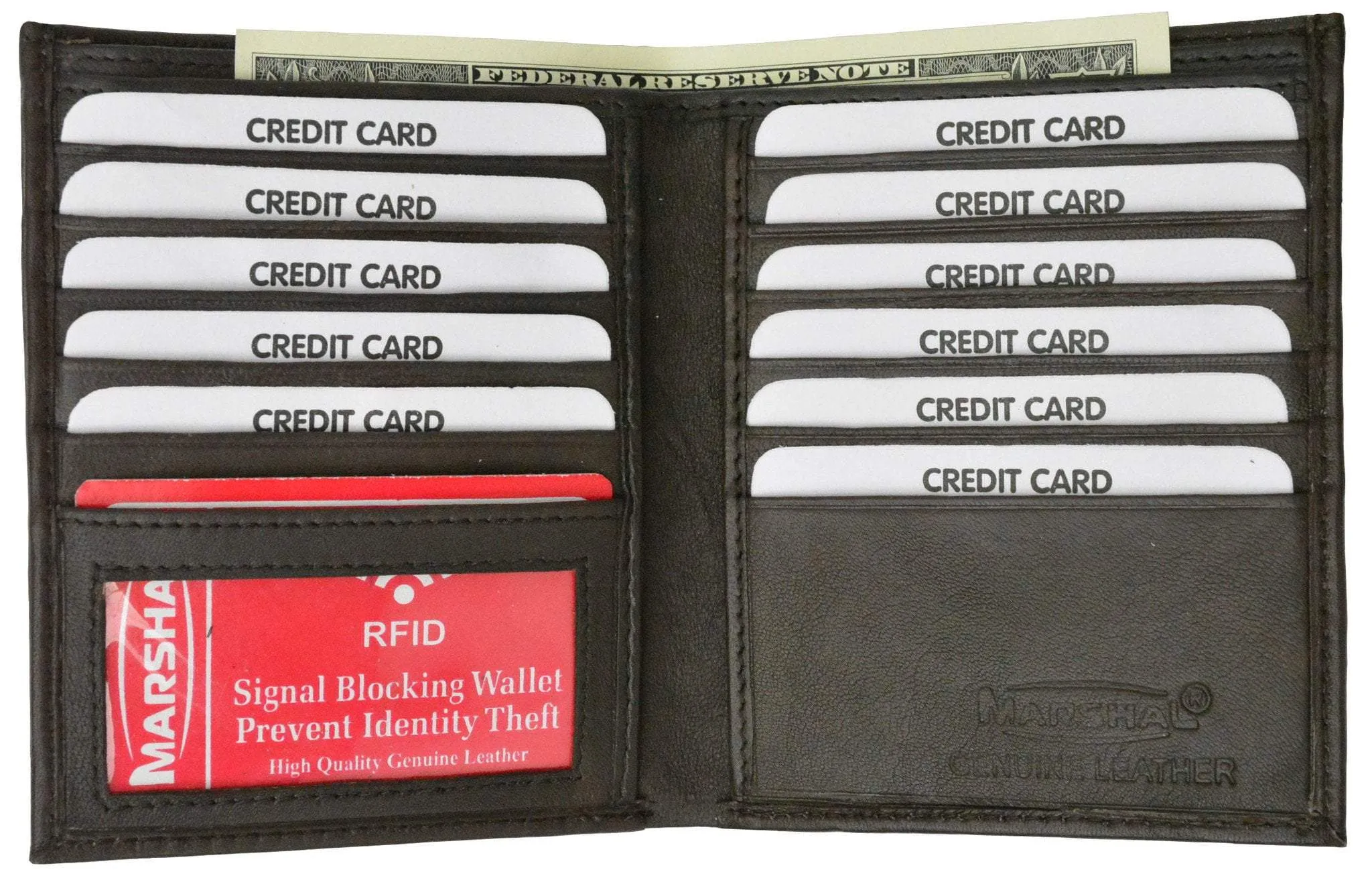 RFID Blocking Bifold Hipster Credit Card Wallet Premium Lambskin Leather RFID P 2502 (C)