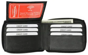 RFID Blocking Soft Premium Leather Zip Around ID Bifold Wallet RFID P 1256 (C)