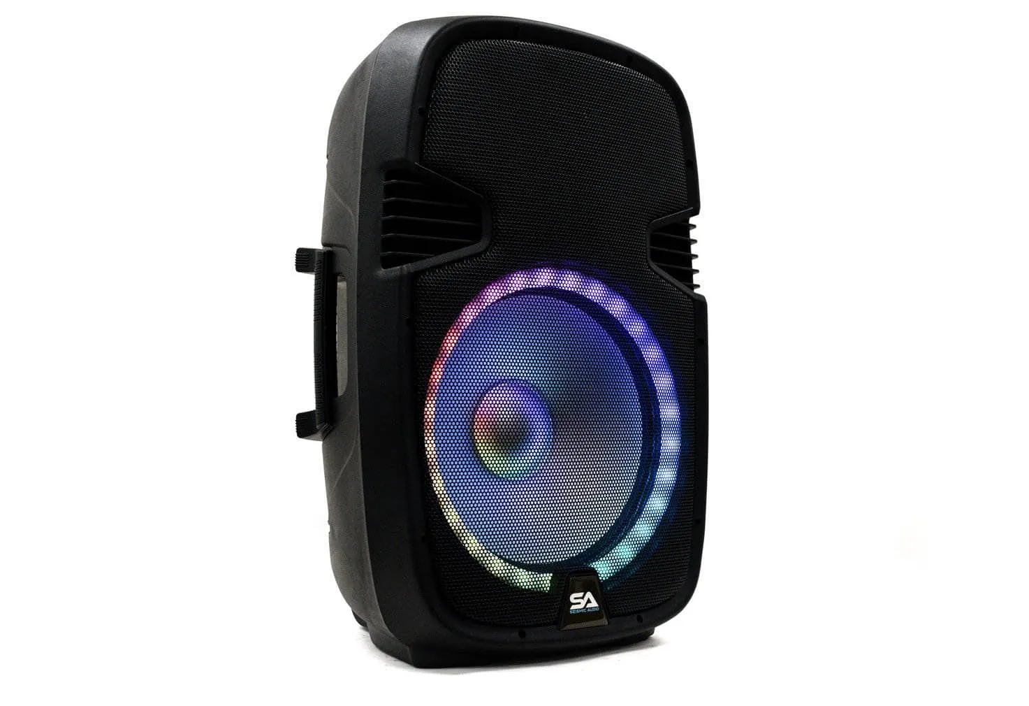 SA-KP15BTH - Active 15 Inch DJ Karaoke Party Speaker with Stand - Bluetooth, LED Lights, Microphone, Cable and Remote