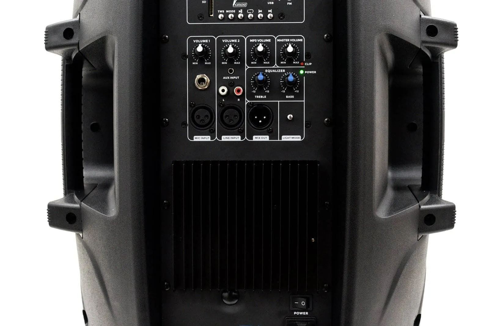 SA-KP15BTH - Active 15 Inch DJ Karaoke Party Speaker with Stand - Bluetooth, LED Lights, Microphone, Cable and Remote