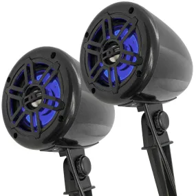SA-LSB-LED - Pair of 4 Inch 2-Way Outdoor Speakers with LED Lights 300 Watts