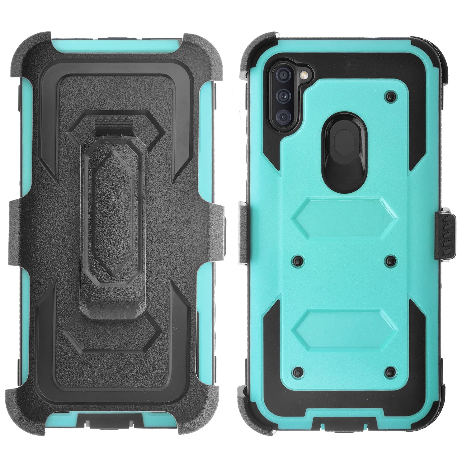 Samsung Galaxy A11 Case, Galaxy A11 Case,  Triple Protection 3-1 w/ Built in Screen Protector Heavy Duty Holster Shell Combo Case - Teal