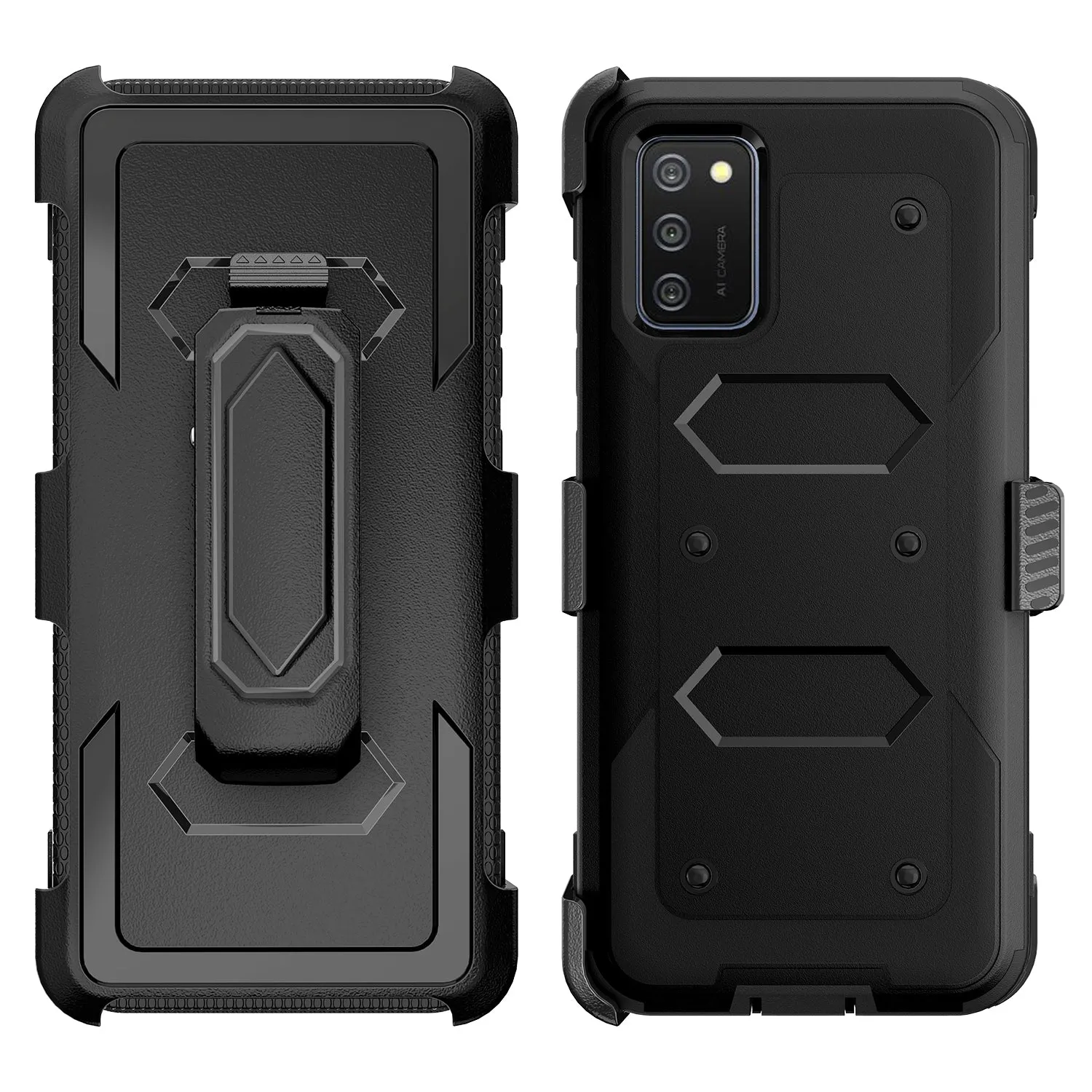 Samsung Galaxy A32 5G Case, Galaxy A32 5G Case, Triple Protection 3-1 w/ Built in Screen Protector Heavy Duty Holster Shell Combo Case - Black