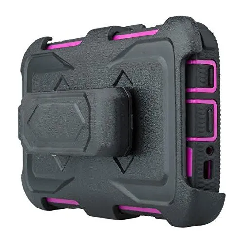 Samsung Galaxy S7 Edge Case, Heavy Duty Hybrid Rotating Swivel Locking Holster Case for Galaxy S7 Edge - Purple/Black