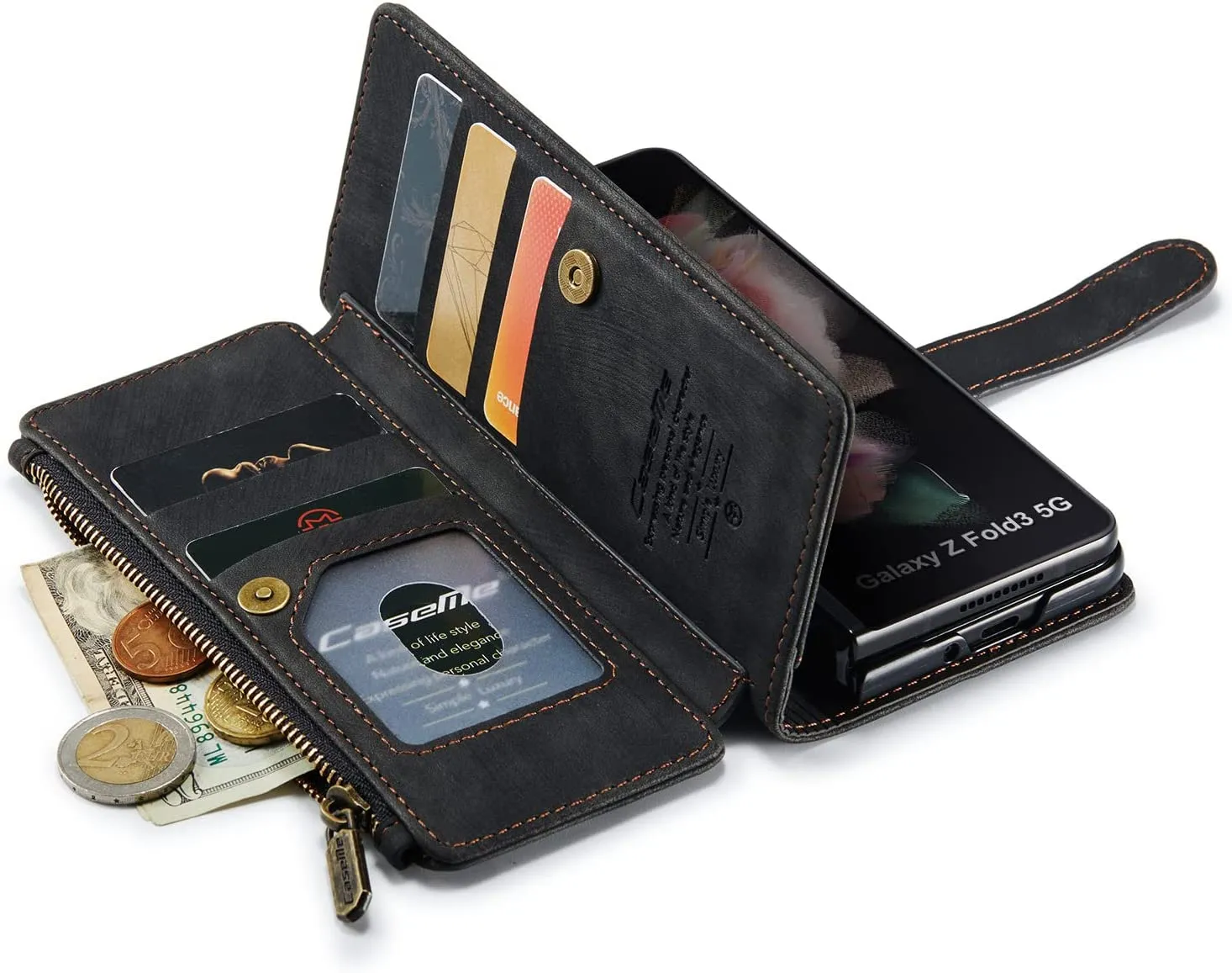 Samsung Galaxy Z Fold 4 Case Z Fold 4 Case Wallet Magnetic All-Inclusive Case (Black)