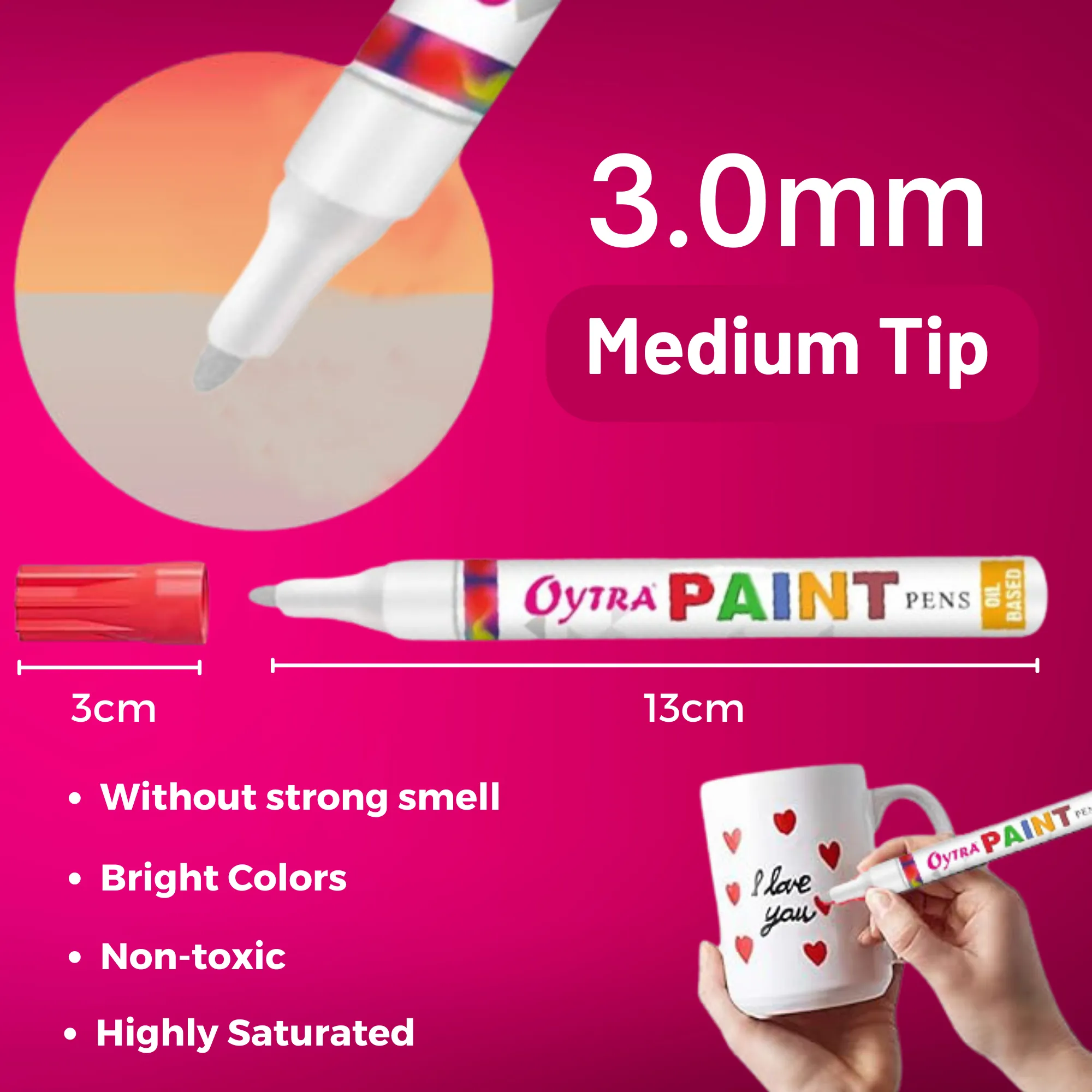 Silver Paint Permanent Marker Pen Set of 6