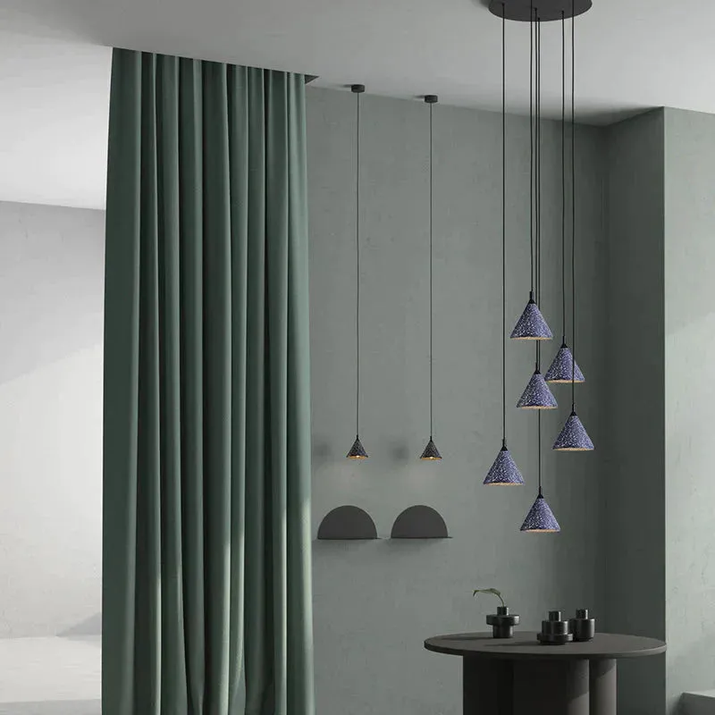 Terrazzo Bar Chandelier Cement Minimalist Restaurant Bedroom Bedside Speaker Single Small Chandelier