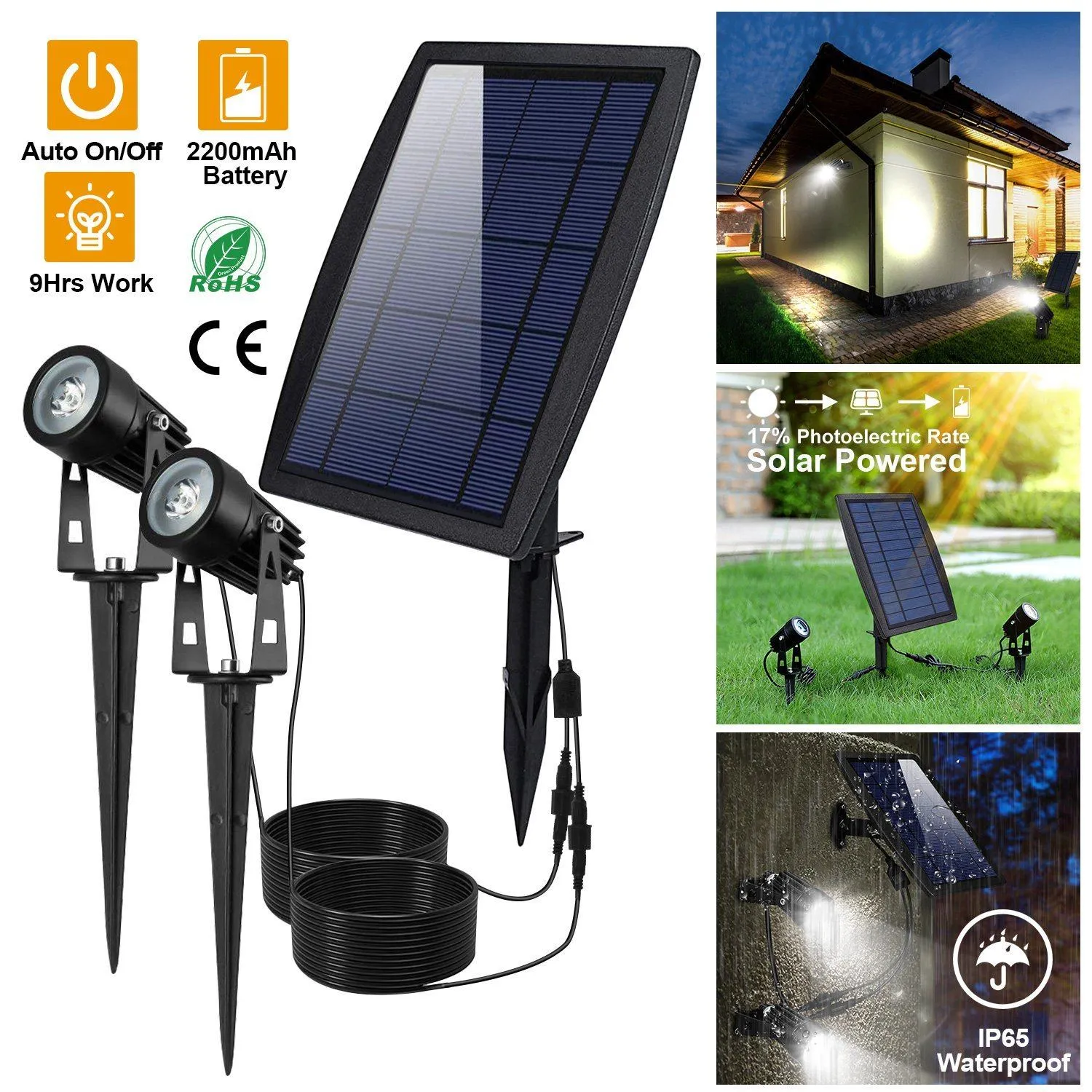 Twin Solar Spotlight Outdoor Light