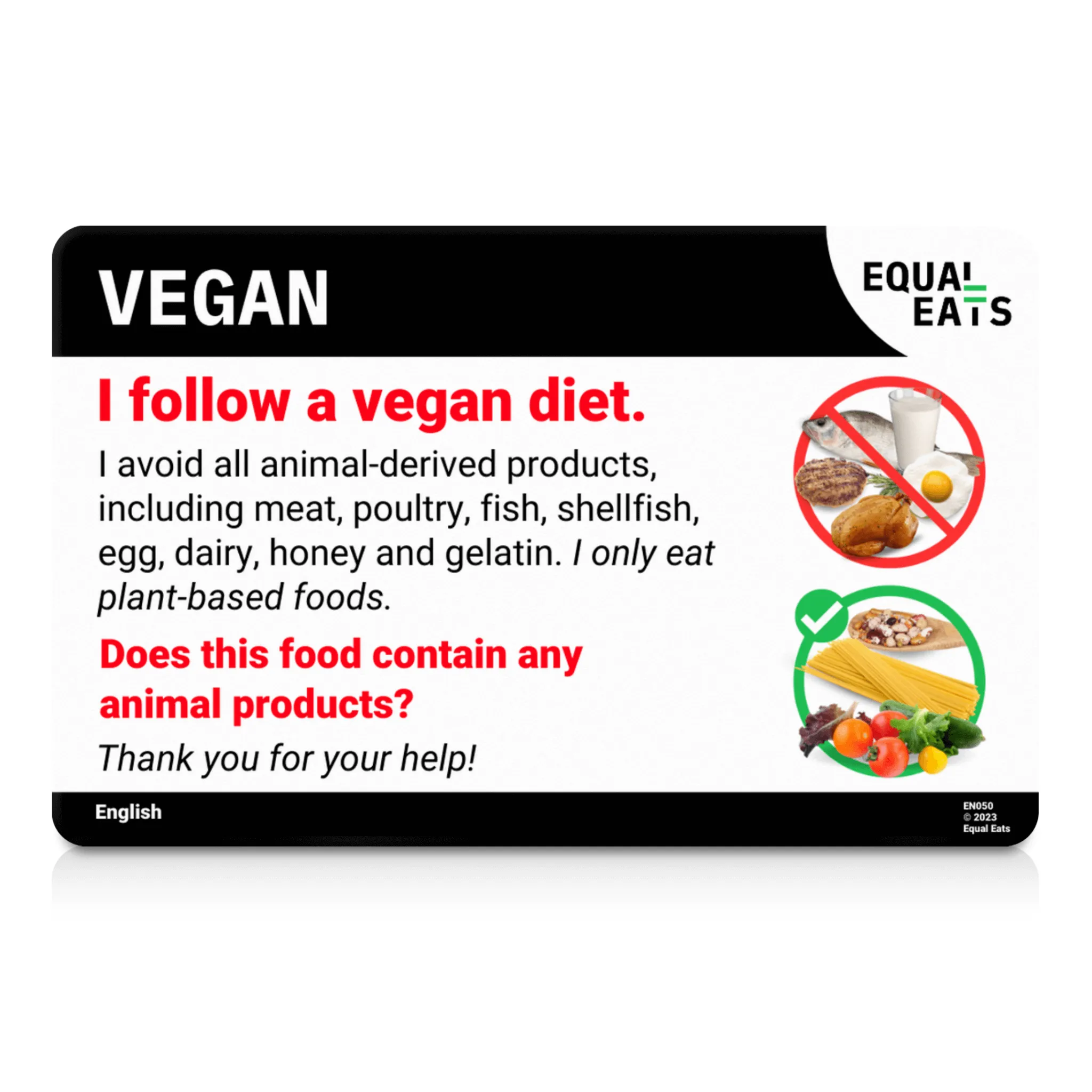 Vegan Card in English (Printable)