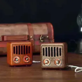 Wooden Bluetooth Speakers Retro Solid Wooden Audio With Radio Card